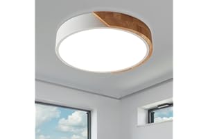NICEME 24W Plafoniera LED Legno 6500K Bianco Freddo Moderni Ultra magro Rotondo ​Plafoniere da Soffitto, Ø30CM,per Bagno Soggiorno Camera Corridoio Ufficio