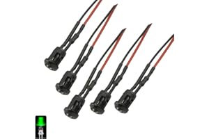 UMTMedia® 5 Pieces Constant Green 12V Pre-Wired LEDs 3mm 9V 12 Volts W/Caps.