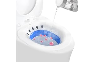 DEANIC Foldable Sitz Bath for Toilet Hemorrhoids Treatment and Post Partum Care, Yoni Steam Bath Seat for Pregnant Women, Bidet Bowl (Blue)