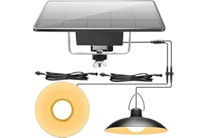 KYUQY Luci a sospensione a energia solare per esterni/interni, impermeabili, con capanno a doppia testa, lampada solare con accensione e spegnimento automatico, dal tramonto all'alba, per veranda