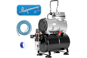 VIVOHOME Kit de Compresseur Aérographe professionnel d'air 1/5 HP et 1 Kit Aérographe pour Tatouage, Maquillage Chaussures Décoration de Gâteau