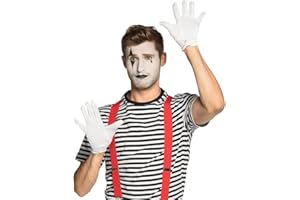 Boland - Handschuhe weiß, mit Druckknopf, Erwachsene, Sticknaht auf dem Handrücken, Weihnachten, Nikolaus, Karneval, Halloween, Fasching, Mottoparty, Verkleidung, Theater