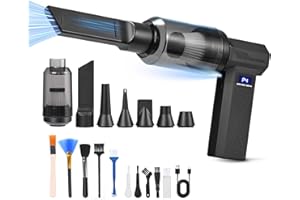 HIUYRFS Aspirateur et souffleur électrique 2 en 1 avec lumière LED, dépoussiéreur électrique à 4 vitesses 150 000 tr/min, vaporisateur d'air comprimé rechargeable par USB, kit de nettoyage pour ordina