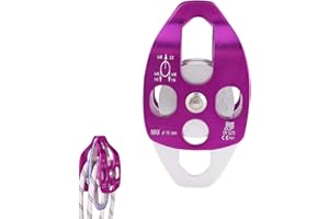 Hominas Polea de Escalada en Roca 32 KN Polea de Rescate Simple de Aleación de Aluminio Sistema de Polea Cable para Transporte de Escalada de Acarreo