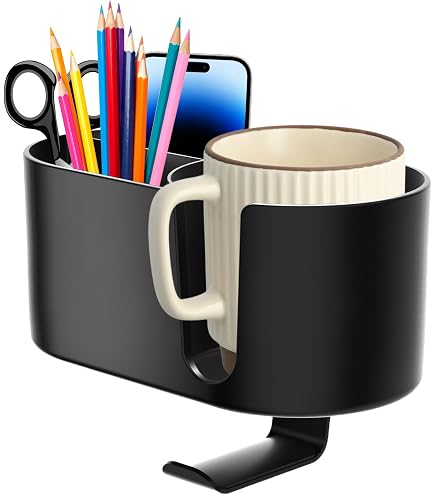 Clip per portabicchieri, supporto per bevande con foro inferiore, supporto per bottiglie per acqua, bevande, bevande gassate, tazze da caffè, da agganciare a tavoli, scrivanie, sedie, scaffali
