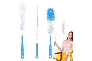 NAQQIOS Spazzole per la pulizia della bottiglia, set di spazzole per la pulizia delle bottiglie - 4 pezzi pennello a manico lungo,Detergente per bottiglie sottili, purificatore di bottiglie per bou