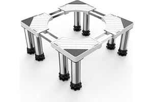 DEWEL Waschmaschinensockel mit 8 Füßen + 8 Röhren, Bärenlast 500kg Verstellbarer Waschmaschinensockel für Kühlschrank, Trockner und Gefrierschrank (Einstellbare 54,5-67 cm, 17.5-20.5 cm)