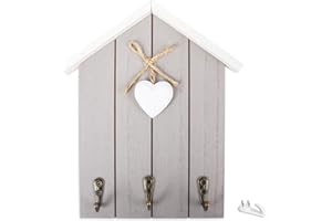 Nwvuop Wooden Key Holder with 3 Hooks, Wall Mounted Key Hook for Home Enterway Decoration(Grey)