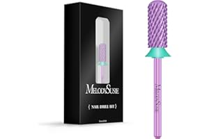 MelodySusie Safety Nail Drill Bits, 3/32'' Smooth Round Top Small Barrel Carbide Bits, Fast Remove Acrylic or Hard Gel for Manicure Pedicure Salon Professional or Beginner, Purple, Coarse