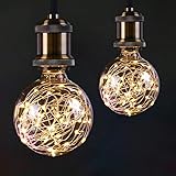 LED Glühbirne, 2 Stück E27 Kupferdraht Vintage LED Birne, 3W 300lm Warmweiß Kreative Lichterkette, dekorative Beleuchtung für