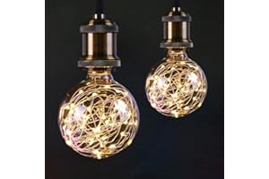 AIFUSI Żarówka LED, 2 sztuki, drut miedziany E27, w stylu vintage, 3 W, 300 lm, ciepła biel, kreatywny łańcuch świetlny, dekoracyjne oświetlenie do kawiarni, na imprezę, urlop, wesele, bez możliwości