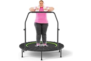 CLORIS 40''/48'' Foldable Fitness Trampoline - Max Load 400lbs / 450lbs, Rebounder with Adjustable Foam Handle Indoor/Outdoor Fitness Body Exercise