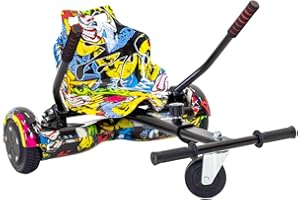 iRollers Black Graffiti HoverKart Kart Attachment Fits All Hoverboards Swegways .6.5”, 8", 10" Adjustable Hoverboard seat go Kart for Hoverboard Compatible Sleek Cool UK Seller Limited Edition
