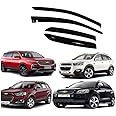 Kunj Autotech Door Visor Wind Rain Deflector Black Compatible for Chevrolet Captiva Type 1/2 / 3/4 2006 Onwards All Models Set of 4 Pieces