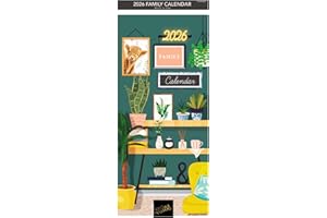 SYNC'T 2026 Family Organiser Month to View Calendar Wall Hanging Planner with Five Columns for organising Family Bright Coloured 2 Styles - Slim (HOME)