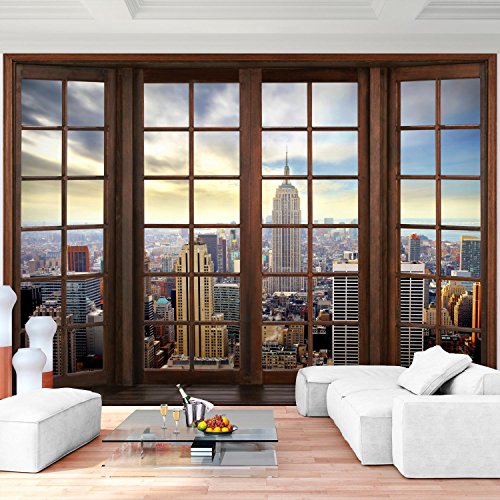 Fototapeten Fenster zu New York 352 x 250 cm - Vlies Wand Tapete Wohnzimmer Schlafzimmer Büro Flur Dekoration Wandbilder XXL Moderne Wanddeko - 100% MADE IN GERMANY - 9384011b