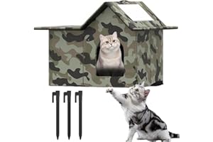 RNPKZ Outdoor Cat House, Waterproof Cat House for Outdoors, Collapsible Weatherproof Outdoor House for Ferals, Removable and Washable Pet Shelter with Door and Soft Mat for Stray and OutdoorCats Pets