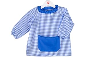 KLOTTZ Tablier Blouse sans Boutons pour Enfants à Carreaux. Puor l'école e travaux manuels.