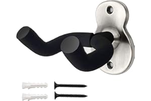 Amfrpar Porta Chitarra da Muro Metallo Supporto Chitarra Muro Appendi Chitarra da Muro con Spugna Protettiva per Basso Elettrico Chitarra Classica Ukulele Gancio Chitarra da Muro (Argento)