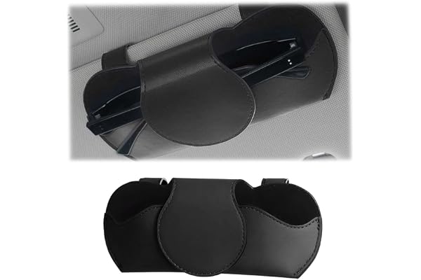 JNNJ Porte Lunettes pour Pare Soleil Voitures, Etui Lunettes pour Voiture Cuir PU, Magnétique Support Lunettes pour Voiture, Universel Voiture Accessoires Interieur, pour Les Voitures(Noir)