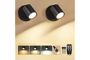 Dehobo Wall Lights Rechargeable Indoor, Battery-Operated Wall Sconces with Remote and 3 Colour Temp, Stick On Magnetic Picture Spot Lights for Home Decor, Wireless Lamps for Reading Bedroom