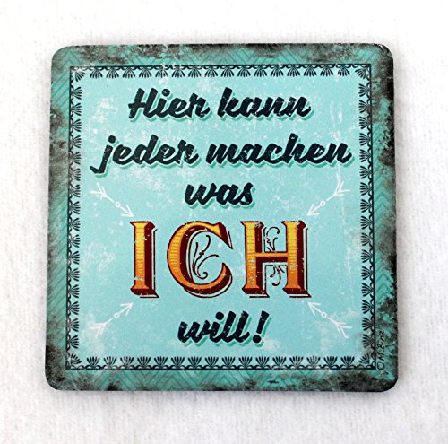 4er Set Magnete mit Sprüchen 65 x 65 mm Kunststoff (Variante B) - 4