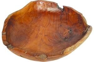 MAISONICA Root Wooden Rustic Table Bowl Large Teak - Diameter 40cm Approx