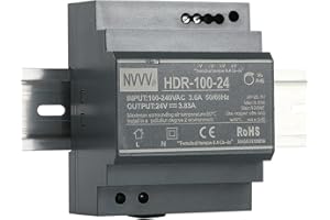 JUNLIN HDR-100-24 AC-DC Ultra Slim DIN Rail, alimentatore di rete 24 V 3,83 A 92 W