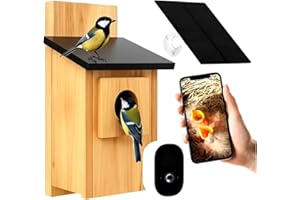 GENERIC Smart Bird Box with 5 MP Camera – Solar-Powered Nest Box Camera for Live Birdwatching, Motion Detection & Video Capture, Weatherproof Wooden Birdhouse – Perfect DIY Gift