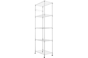 BATHWA 5 Tier Metal Wire Shelving Unit on Wheels,Chrome Shelves for Garage Kitchen Living Room,Heavy Duty Shelving Rack, 23.2 x 13.8 x 72 inch (L x W x H)