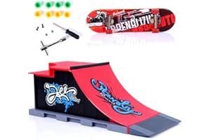 Sipobuy Kit De Embarque del Patin Tablero del Dedo del Monopatin De Mini con Conjuntos de Accesorios de rampa (Escena C)