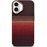 KZY İletişim iPhone 17 ile uyumlu Kapak M-Safe Şarj &Ouml;zellikli İnce Yapılı Karbon Kevlar Kılıf - Kahverengi