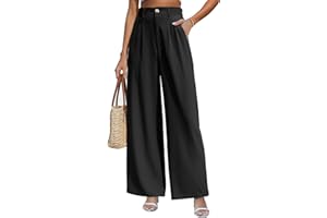 Yuson Girl Pantaloni Donna Eleganti Pantalone Sciolto Gamba Dritta Palazzo Vita Alta Comodi Pantaloni Leggeri Elastico Estivi Pantaloni Lunghi con Tasche per Business, Casual