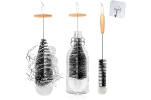 TINDISONKA Flaschenbürste Lang, 2 Stück Flaschenbürste, Flaschenreiniger Bürste für Glaskaraffe/Sodaflaschen/Babyflaschen/Trinkflaschen Schwarz