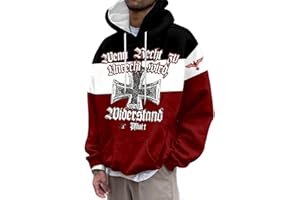 Rrongwn Deutschland Hoodie Deutscher Adler Druck Kapuzenpullover Sportlicher Sweatshirt Oversize Classic Hoody Langarm Pullover Passform Bequem Top