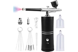 PORFOYO Kit de Aerógrafo Inalámbrico, Pistola de Aerógrafo Portátil, Kit de Aerógrafo Recargable, Aerógrafo Inalámbrico con Compresor, para Decoración de Uñas, Decoración de Tartas, Maquillaje