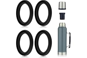 SAVITA 4szt Silikonowe Uszczelki Zastepcze Klasyczne dla Stanley, Uszczelka Silikonowa Kompatybilny ze Stanley Classic 20 oz 1.0 QT 1.5 QT 2 QT 2.5 QT Korek do Butelki Prózniowej Czarny