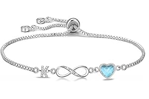 Kraven Infinity Initial Bracelets for Womens Jewellery, 925 Silver Heart 26 Letter Alphabet A-Z Bracelet ladies Love Heart Bracelets Gifts for Her Women Wife Mum