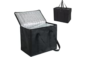 Fychuo Cool Bag 30L Cool Bags Large Cooler Bag Foldable Picnic Bag Thermal Food Delivery Bag Insulated Shopping Bag Cool Box Camping Coolers Waterproof Cooling Bag Black