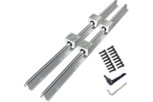 GooEquip Guida Lineare SBR12 600mm Set di Guide per Cuscinetti Lineari con 2 x Alberi di Guida da 600 mm e 4 x Blocchi SBR12UU, Guida di Scorrimento Lineare Inossidabile con Fori Preforati