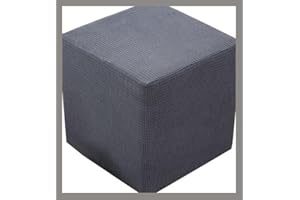 uyeoco Stretch Ottoman Slipcover Cover Square/Round Footstool Facai Foot Stool Covers, Thicked Cover for Pouffe, Decorative Washable Sofa Foot Rest Cover (Color : A, Size : 35X35CM)