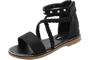 TDEOK Sandales Bout Ouvert Enfant Fille, Sandales de Plage Enfant, Sandales Bride Cheville Fille, Sandales avec Éclair, Chaussures Décontractées Plates, Antidérapant Sandales, Sandals Bande Croisée