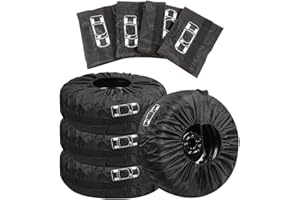 KUWUNG 4 Stück Reifentasche Set 18-22 Zoll Reifentaschen Reifenaufbewahrung Waterproof Staubdicht Reifenbezug Reifenschutzhülle für Sauberer Transport und Lagerung (Durchmesser 80 cm) (Schwarz)
