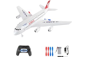 OpenRC – RC Avion Télécommandé Airbus A380 – Avion de Chasse Radiocommandé – Jouet Planeur Téléguidé Polystyrene Incassable Effet Lumière – Cadeau Jouet Enfant Adulte – Hélice Batterie Chargeur