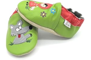 LEPEPPE - Scarpine in Morbida Pelle Prima Infanzia - Pantofole Bambino - suola in pelle antiscivolo - Babbucce - Scarpette fino al 32/33 - Cappuccetto Rosso