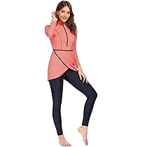 Burkini Seafanny Donna Con Maniche Corte - Costume Da Bagno Islamico, Per Surf E Spiaggia, UPF 40-50+ - Foto 3