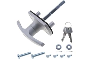 YINETTECH Cerradura para puerta de garaje, con espigas de fijación de 18/35mm y mango de 50/75mm, compatible con HENDERSON o CARDALE., plateado