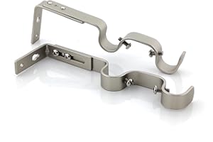 GIRASOLE HOME Staffa Doppia Regolabile Aperta 165mm per 2 Aste 2 Pezzi in Ferro Resistente per Bastoni dal Diametro di 18-20 mm (Nichel Satinato)