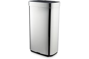 Swan Rectangular Sensor Bin with Hands-Free Opening Using Motion Sensor Technology, Ozone Odour Sterilisation, Bin Liner Retainer Ring, Extra-Large 80L Capacity, Stainless Steel