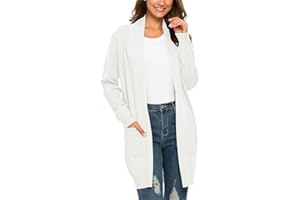 PCEAIIH Women Casual Open Front Cardigans Long Sleeve Knitted Longline Cardigan Soft Knitwear Sweater with Pockets